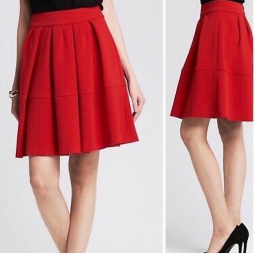 Banana Republic Vibrant Red A-Line Skirt with Pockets